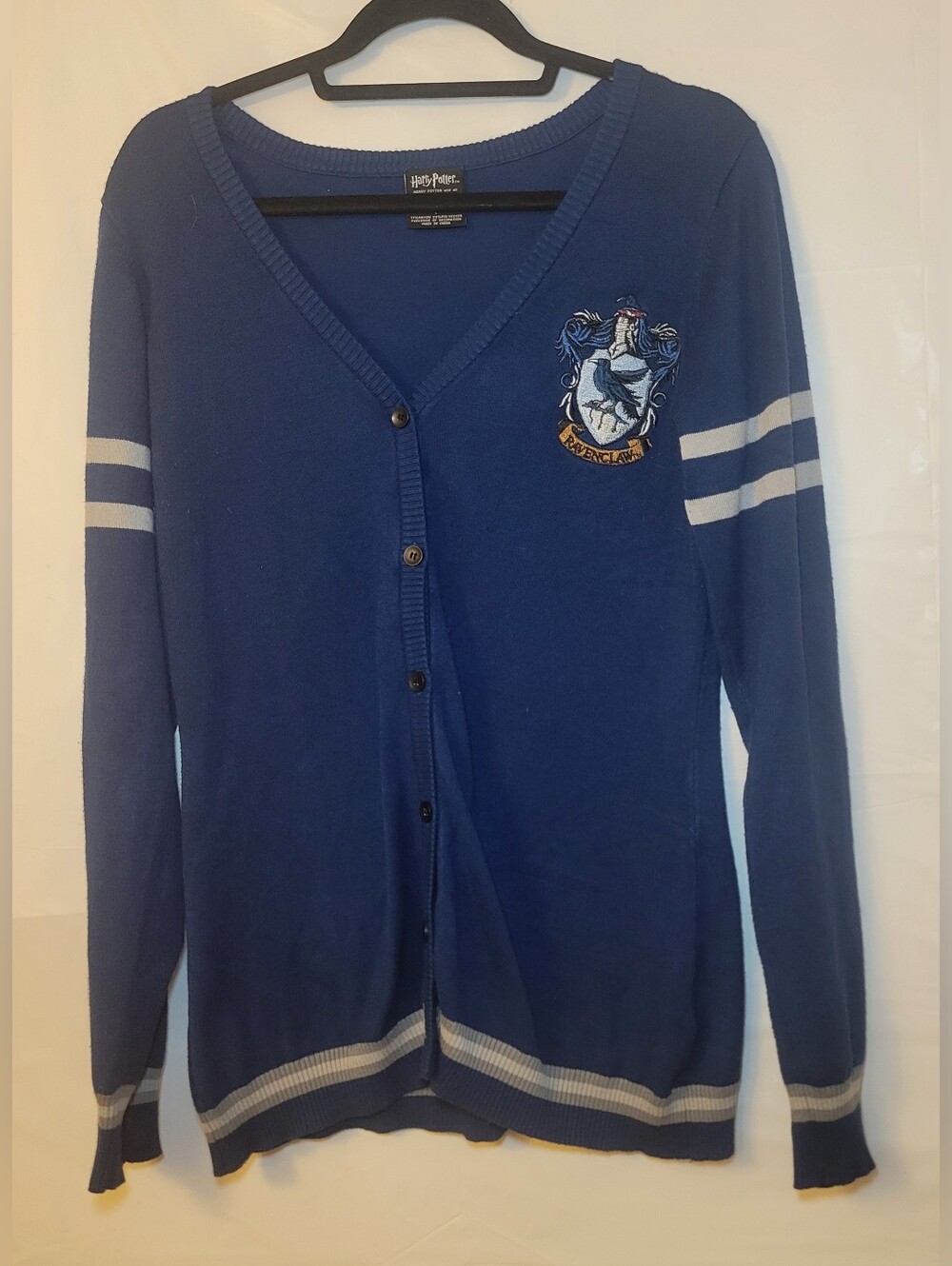 Warner Bros. Blue Ravenclaw-Style Cardigan with White Stripes